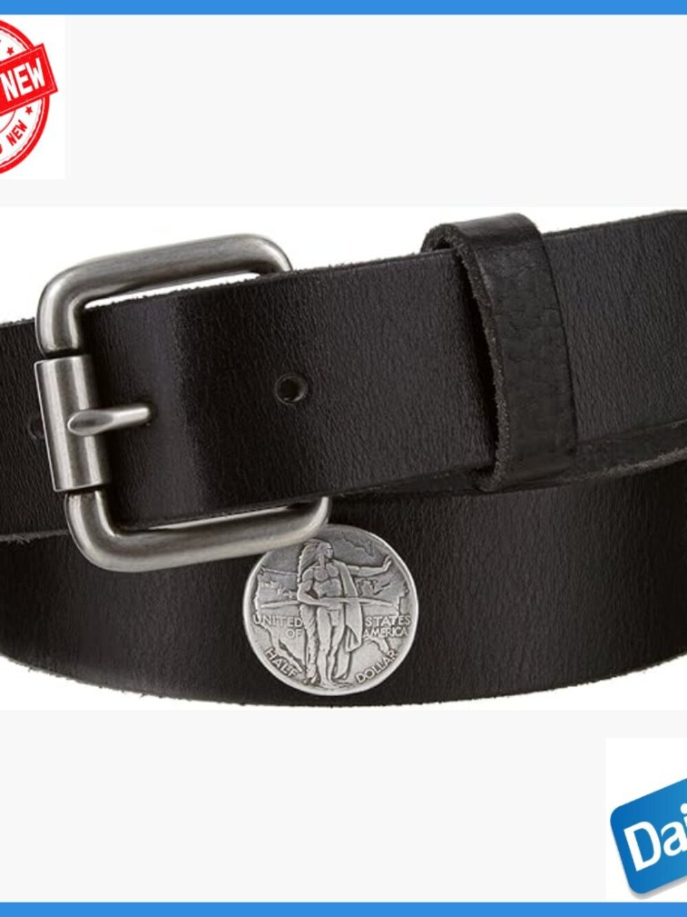 Vintage Western Biker Belt Full Grain Leather 1.5" Wide Indian Coin Concho